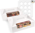 White Cupcake Boxes 12 Count, 30 Pcs Cupcake Containers with Handle, Window, and Inserts – Holds 360 Standard Cupcakes, Food-Grade Gable Boxes for Muffins, Cakes, and Party Desserts