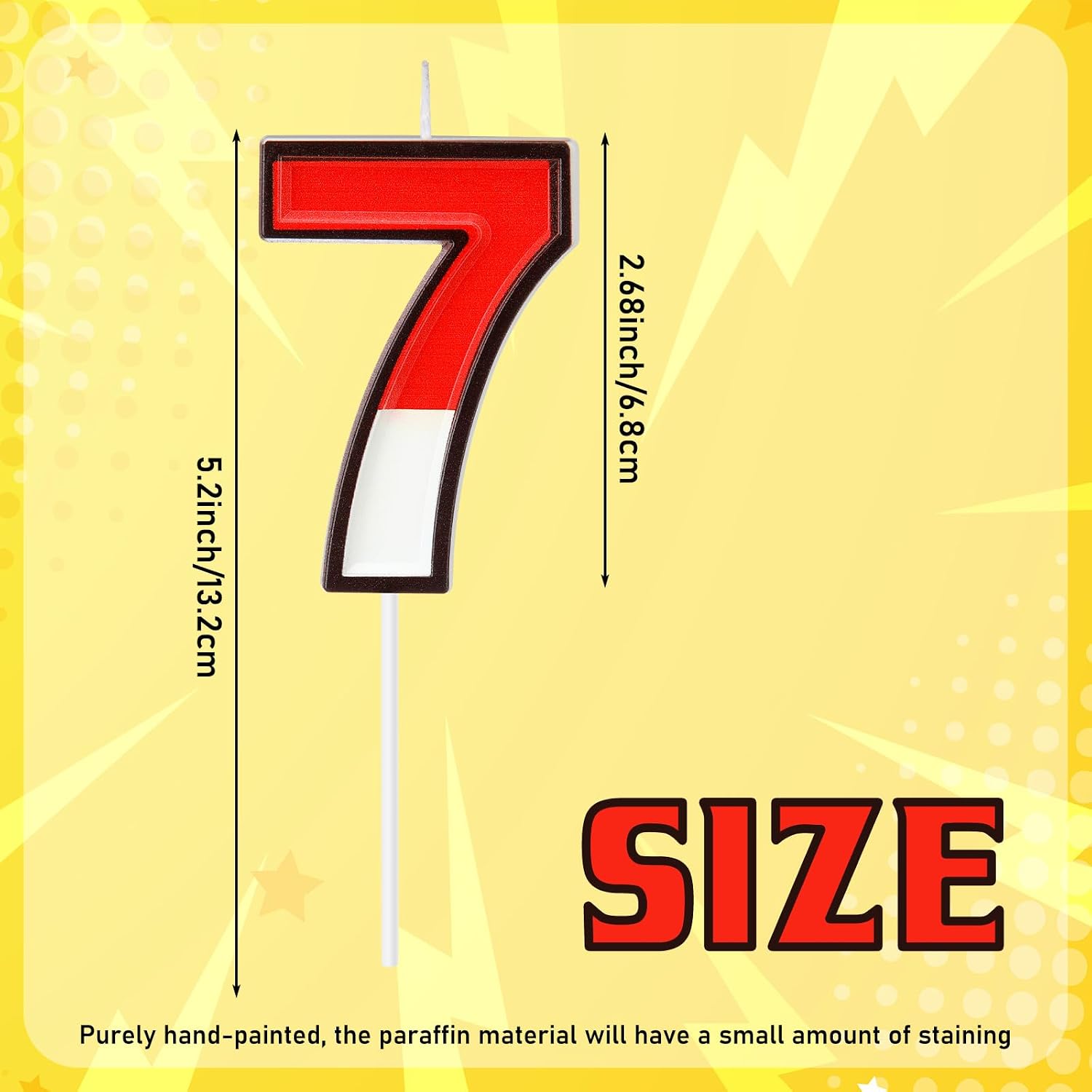 Conelist Cartoon Red and White Birthday Cake Candle Numeral Birthday Cake Topper for Animated Decoration Cartoon Party Supplies(Number 7)