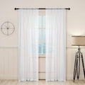 78" Vintage Sheer Voile Elegant Linen Fabric Touch Rod Pocket Tulle Backdrop Curtains Door Curtain for Farmhouse Bedroom Living Room Modern Drapes Decor, 2 Panels, 78 inch Length, White