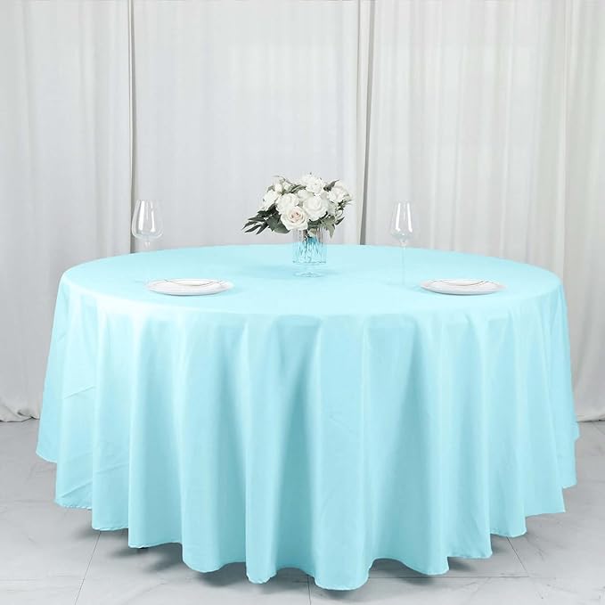 Efavormart Round Tablecloth, 108 Inch Stain & Wrinkle Resistant Washable Table Cloth, Decorative Polyester Fabric Table Cover for Banquet, Wedding, Dining- Blue