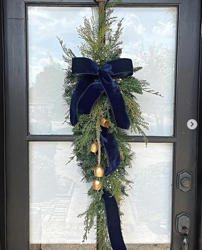 Navy Blue Velvet Ribbon 1'' 25 Yards for Christmas Tree, Gift Wrapping, Flower Bouquet, Wreath Decorations, Bow Making