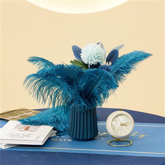 NEWONG 30pcs Blue-Green Ostrich Feathers Natural Bulk 9-12inch(23-30cm) Vase Craft Wedding Home Party Centerpieces Christmas Day Decoration