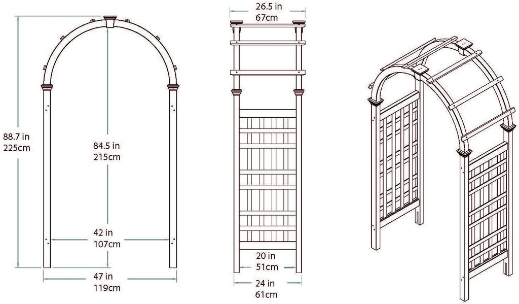 rosewood 47"w x 89"h cedar arbor, package contents