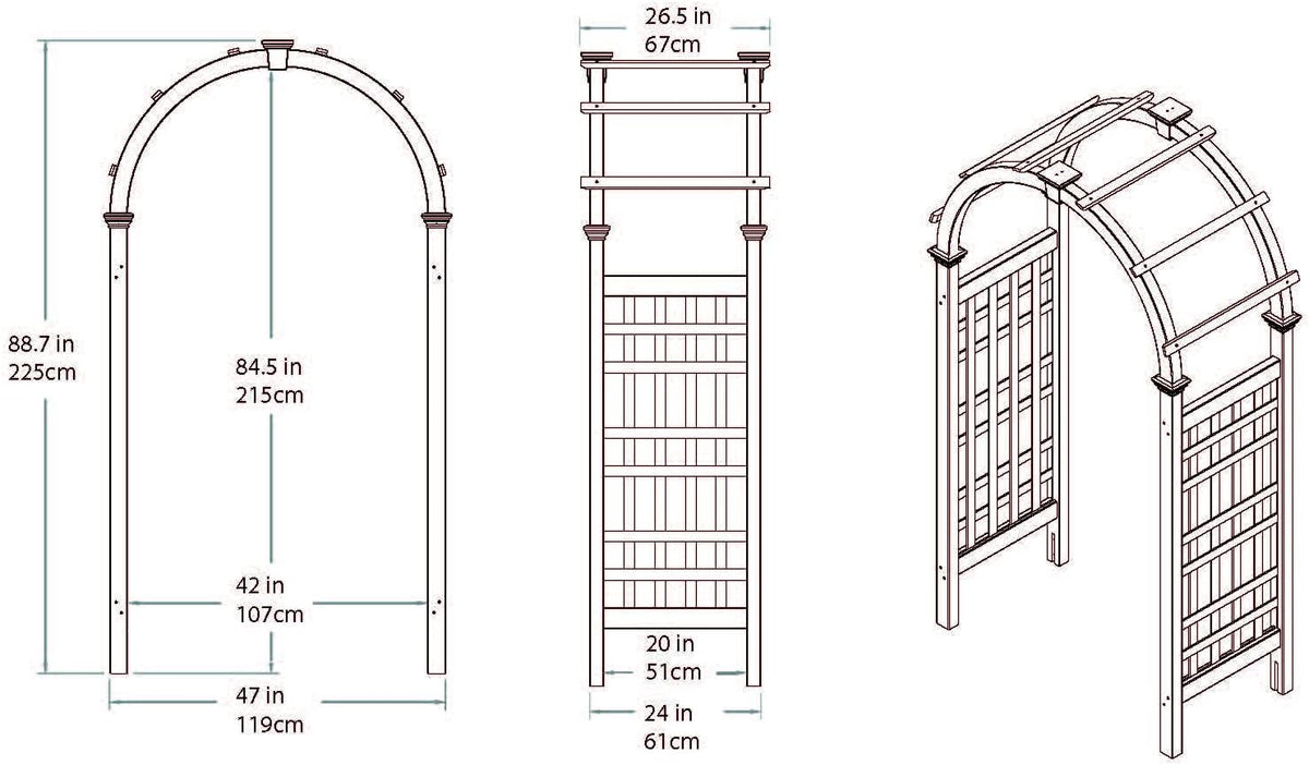 rosewood 47"w x 89"h cedar arbor, package contents