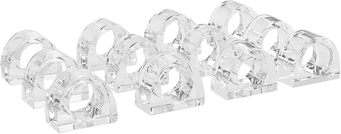 Crystal Napkin Rings, Elegant Dining Table Holders for Formal & Casual Dining, Wedding Reception, Holiday Table Setting, 12 Pack