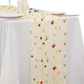 BINBE 1pcs Daisy Fall Table Runner Embroidery Gauze 10FT Florals Seasonal Tulle Holiday Birthday Kitchen Dining Table Decor for Home Party Yellow