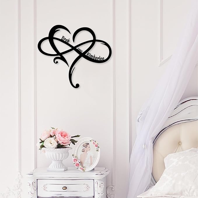 Custom Infinity Metal Sign, Personalized Metal Name Sign Engagement Wedding Gifts, Custom Name Signs, Romantic Home Decor For Anniversary Or As Valentines Day Decoration