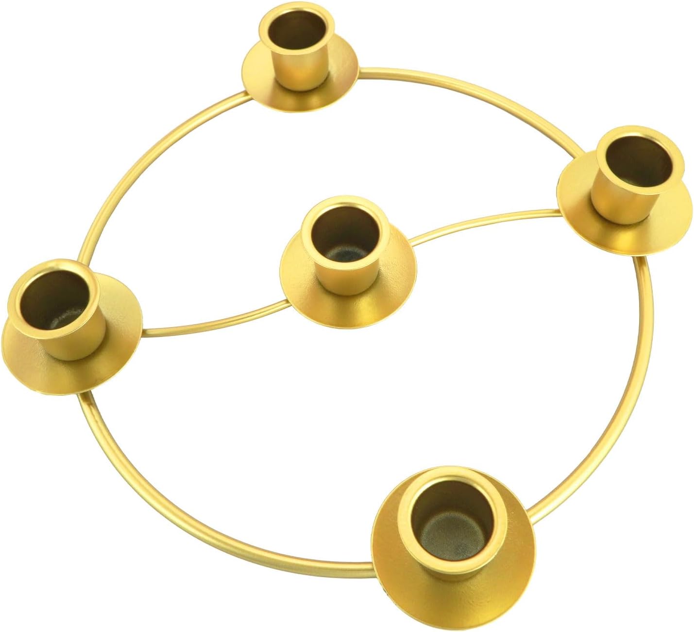 Advent Wreath Candle Holder, Christmas Candle Rings for Tapered Candles, Advent Wreath 5 Candle Holder for Christmas Festival Home Party Church Decor, Gold
