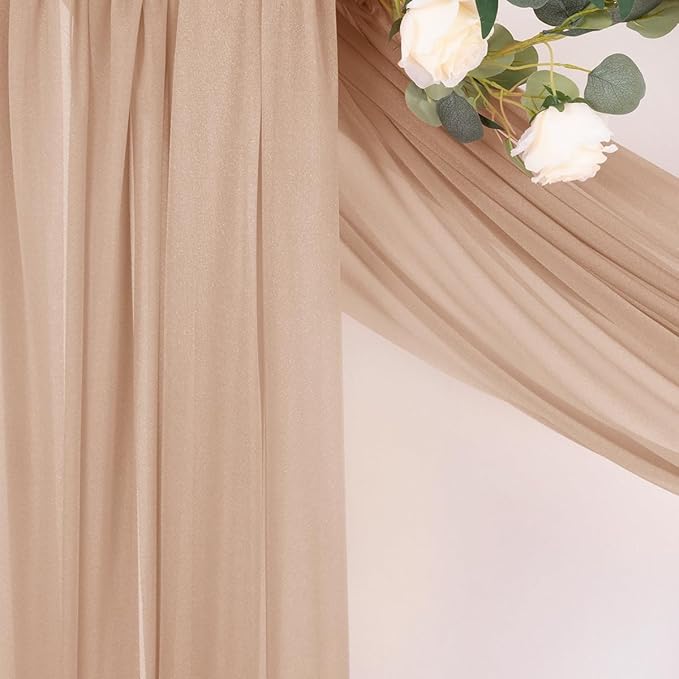 MLMC Nude Wedding Arch Draping Fabric 1 Panel 29" x 20 FT Extra Long Gauze Drapes Sheer Backdrop Curtains 6.6 Yards Outdoor Drapery Panels for Wedding Anniversary Ceiling Decoration