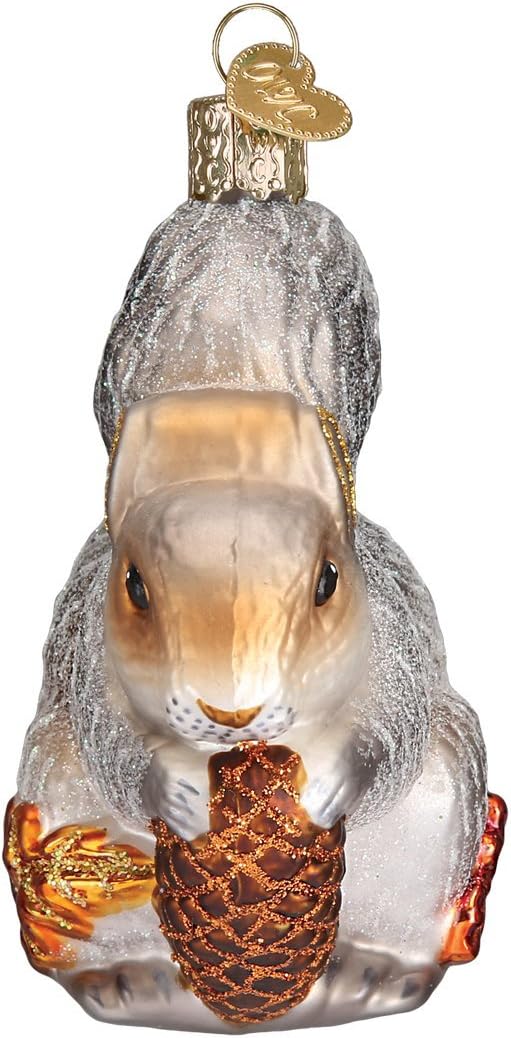 Old World Christmas Hungry Squirrel Glass Blown Ornament for Christmas Tree, Handcrafted Holiday Decoration, Wildlife Animal Collection