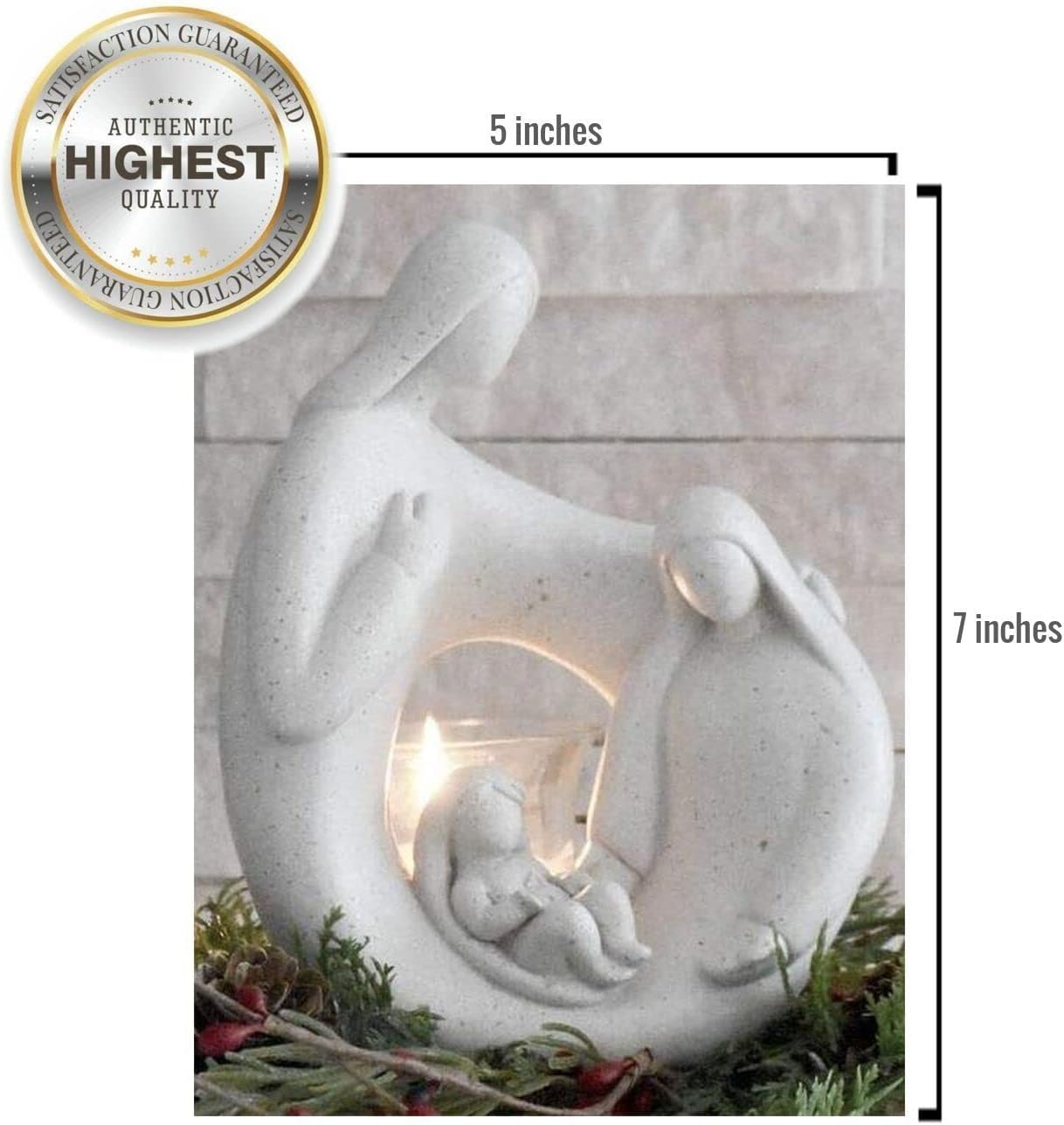 Nativity Sets for Christmas Indoor Statue with LED Tealight Candle Holder Contemporary Style Decoration Holy Family Figurine Gift, Present, Decorate for Holidays