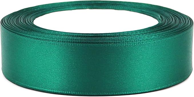 Dark green Solid Satin Ribbon 1 Inch 25 Yards Solid Polyester Fabric Ribbon for Gift Wrapping Wedding Christmas Baby Shower Birthday Party Decoration Handmade Immortal Flower Craft