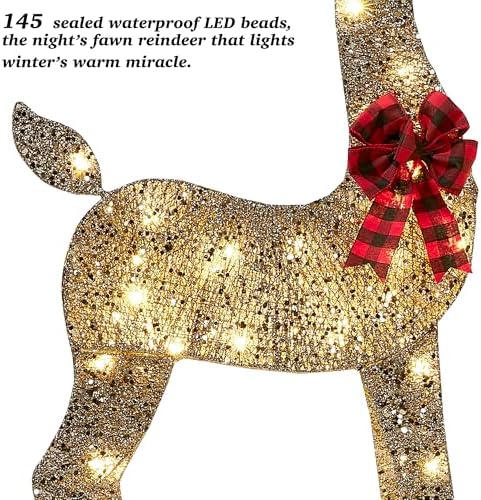 48 inch 2.5d gold lighted christmas deer decorations on a desk or shelf