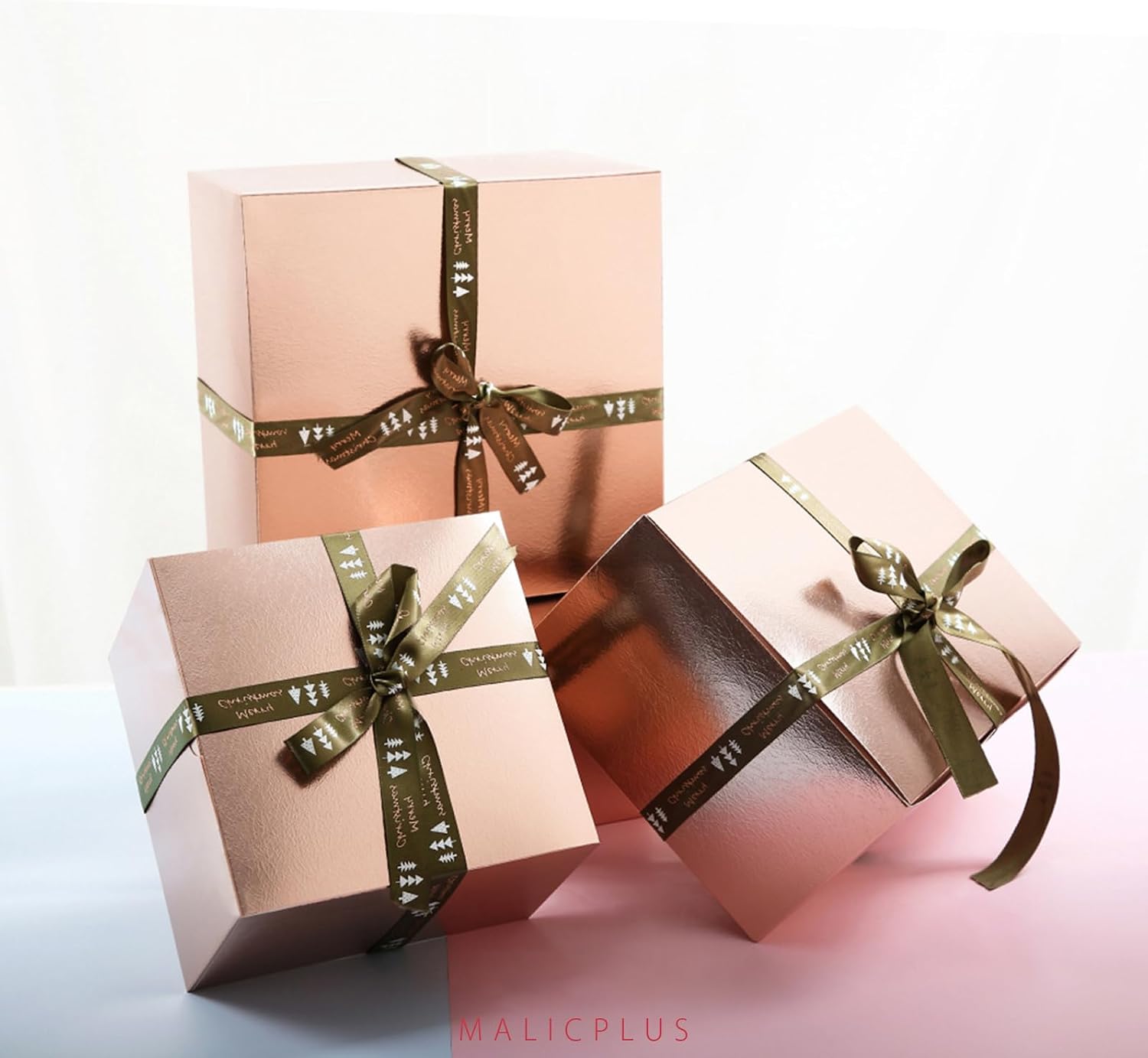 MALICPLUS 10 Gift Boxes 9.5x6.5x4 Inches Gift Boxes with Lids Boxes for Gifts Bridesmaid Proposal Boxes, Rose Gold Gift Box Bulk for Light Weight Gifts, Crafting