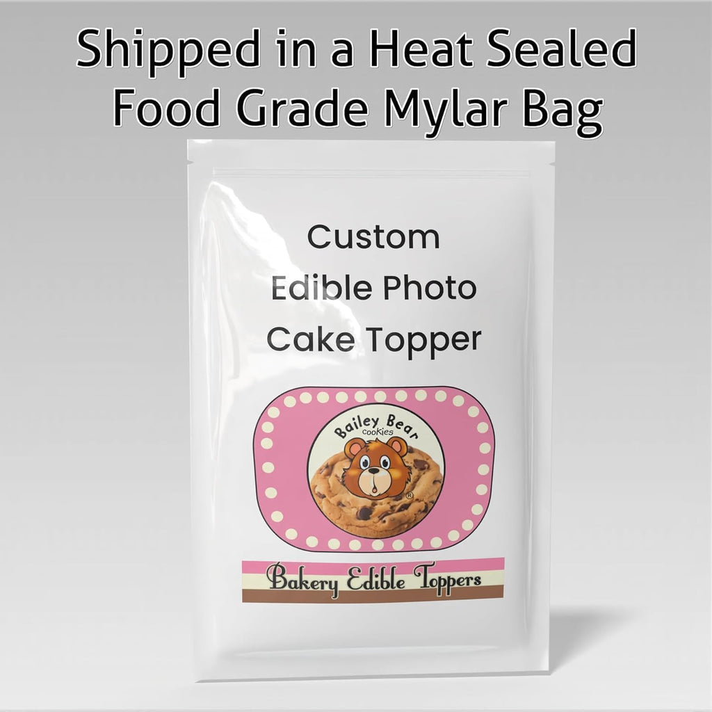 CUSTOM EDIBLE PHOTO CAKE TOPPER: Make Your Celebration Truly One-Of-A-Kind! Upload Your Photo, Personalized Topper. MADE IN A BAKERY 5", 6", 7", 8", or 9" round. Add a Burn-Away too!