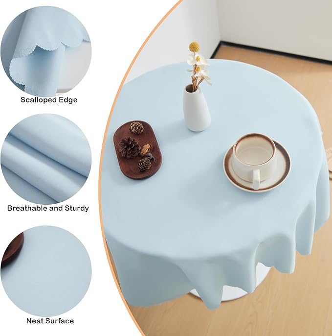 Small Square Light Blue Tablecloth 36 x 36 Inch Polyester Fabric Washable Table Cover Decorative Wrinkle Resistant Solid Color Table Cloth for Dining Party Wedding Camping