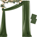 MLMC Olive Green Wedding Arch Draping Fabric 2 Panels 29" x 20 FT Extra Long Gauze Drapes Sheer Backdrop Curtains 6.6 Yards Outdoor Drapery Panels for Wedding Ceremony Party Ceiling Decoration