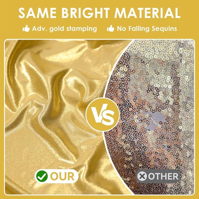 gogoparti 20x14FT Gold Sequin Backdrop Curtain - 4 Panels of 5x14FT Wrinkle-Free Reusable Glitter Drapes for Photography, Weddings, Birthdays & Parties