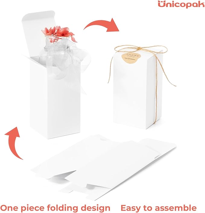 UnicoPak 10 Pack 3x3x6 Gift Boxes Bulk White Small Gift Boxes, Ideal for Birthday Gifts Christmas Gifts Party Favors Homemade and Business
