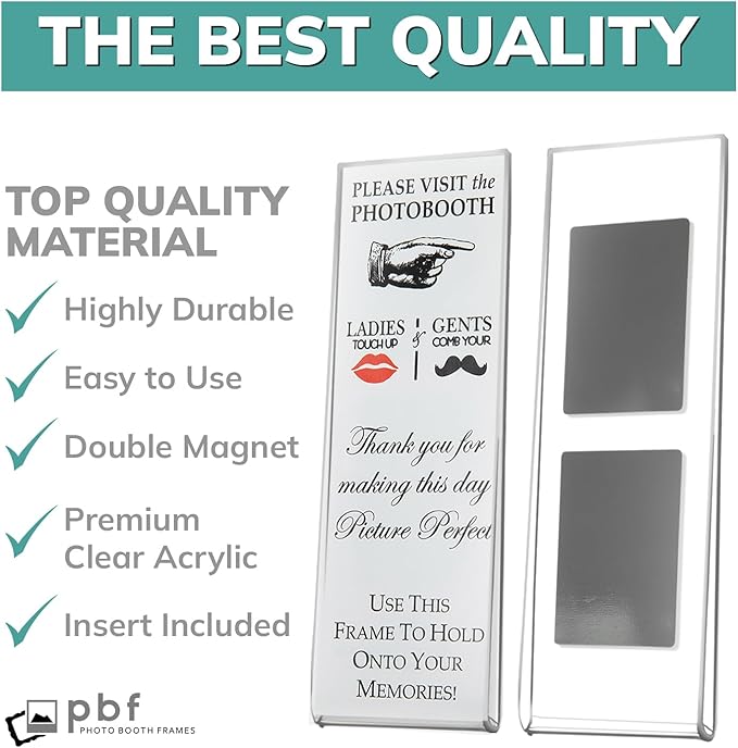 pbf PHOTO BOOTH FRAMES 2x6 Magnetic Picture Frames for Refrigerator | 2 x 6 Clear Magnetic Acrylic Frames for Photo Strips | Magnetic Photo Holders for Fridge, Locker, Sign Holder (6-Pack)