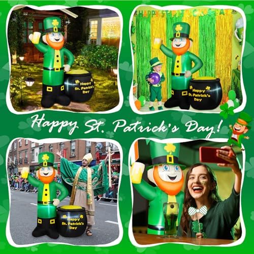 6ft st patricks day inflatables outdoor decorations, leprechaun, view 9