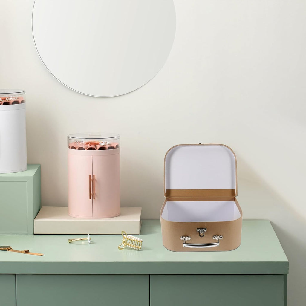 SHINEOFI Paperboard Suitcases Mini Cardboard Suitcase Decorative Wrapping Boxes With Lids Paper Storage Box for Wedding Party Favor Multi-functional Jewelry Storage Suitcase