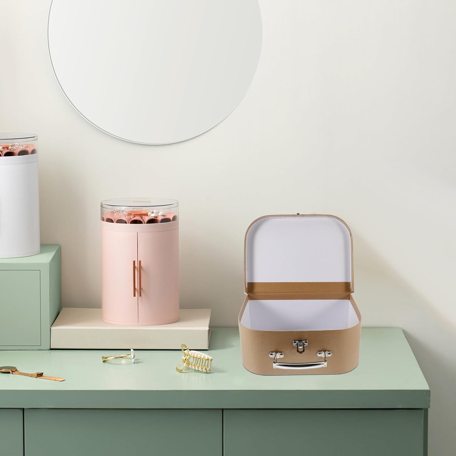 SHINEOFI Paperboard Suitcases Mini Cardboard Suitcase Decorative Wrapping Boxes With Lids Paper Storage Box for Wedding Party Favor Multi-functional Jewelry Storage Suitcase