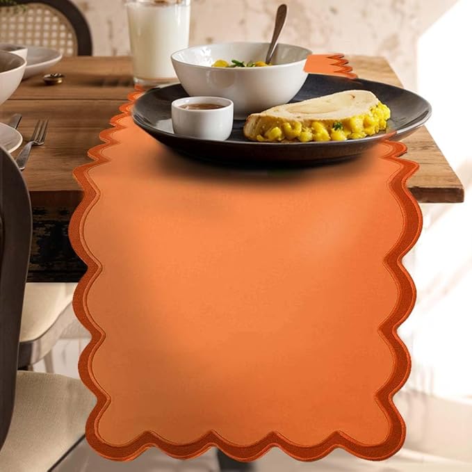 Folkulture Table Runners | Fall Table Runner 108 inches Long | 100% Cotton Table Runner for Fall Decor or Boho Decor | Orange Table Runners for Dining Room | Thanksgiving Decorations for Home