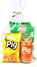 PigPotParty 12"x 16", 100Pcs Bottom Gusset Bags, Clear Plastic Cellophane Mug Treat Goodie Gift Bags with 100x Twist Ties, Large Party Favor Packaging, Toy Wrapping (No Side Gusset)