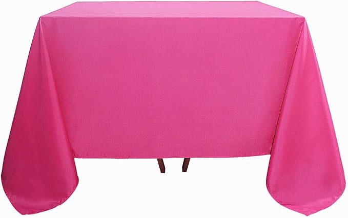 Efavormart 90" Square Polyester Table Overlay for Wedding Kitchen Dining Events - Fushia