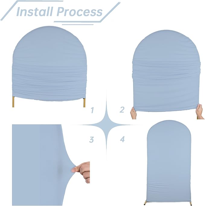 bricia Wedding Arch Backdrop Stand Cover, 5FT Double Sided Stretchy Arch Cover Fitted Wedding Birthday Party Banquet Decoration (Bluemist 60''Lx25.2''W)