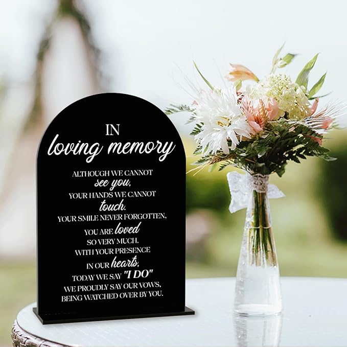 Black In Loving Memory Wedding Sign, In Memory Wedding Sign for Engagement Bridal Shower Decor fo Ceremony Reception Party, Weddings Acrylic Sign