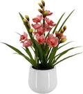 faux orchid plant 19" tall, realistic touch leaves, main product view