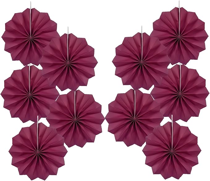 Red Party Decorations,Paper Decorations for Party,Girls Party Decorations Party Paper Fans Bulk 8in,Anniversary Decorations for Party 30 Color DIY Set （Wine Red）