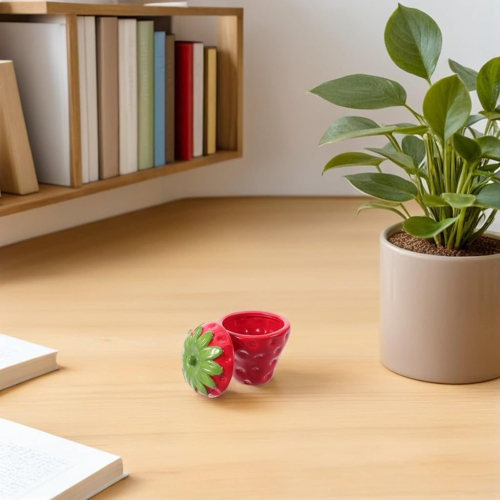 Strawberry Shaped Ceramic Candle Holder Cup Red Multipurpose Easy to Clean for Dinner and Everyday Stylish Decoration