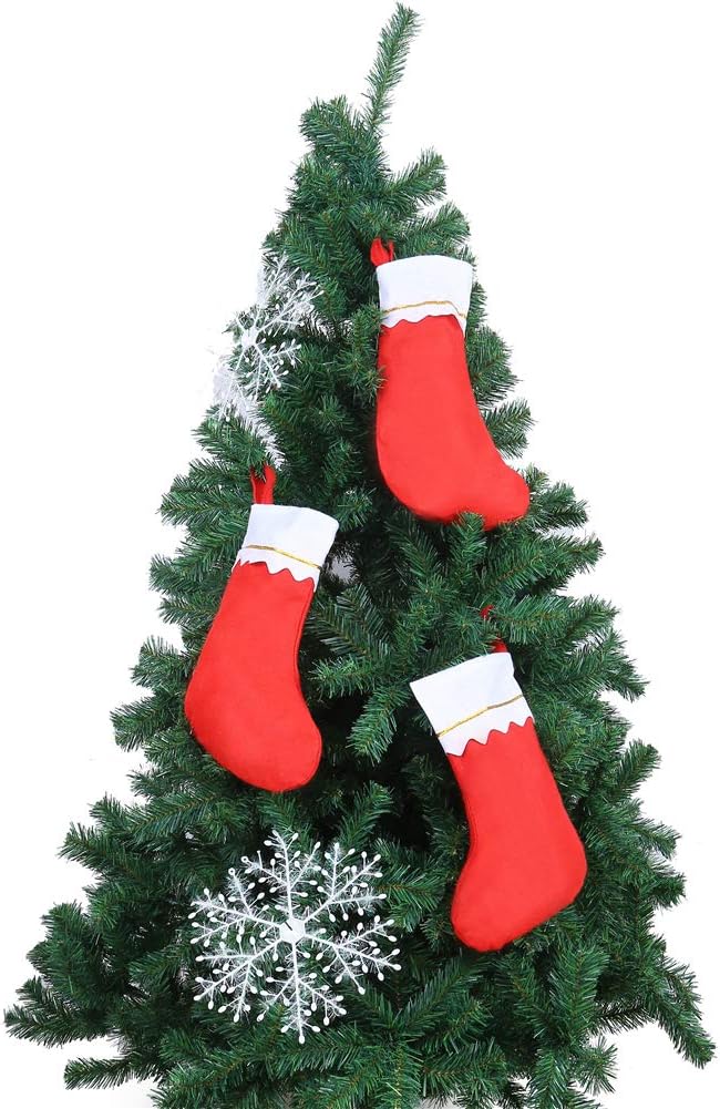 CCINEE 12pcs Red Felt Christmas Stockings 15" Party Favors Stockings for Xmas Decoration