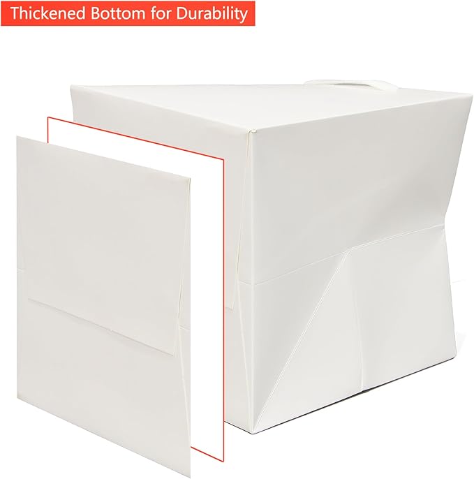 White Paper Gift Bag Small Square Bottom Kraft Paper Bags with Handles for Wedding Baby Shower Birthday Party (White, 8 x 8 x 8 in, 10 CT)