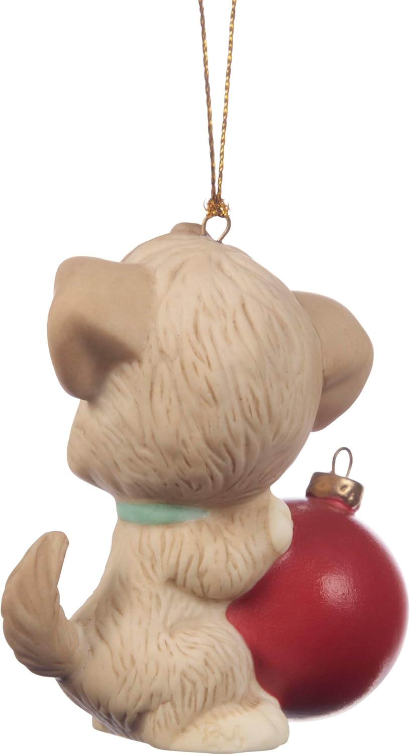 Precious Moments Howl-iday Cheer 2025 Dated Dog Ornament – Bisque Porcelain Christmas Keepsake – 251008