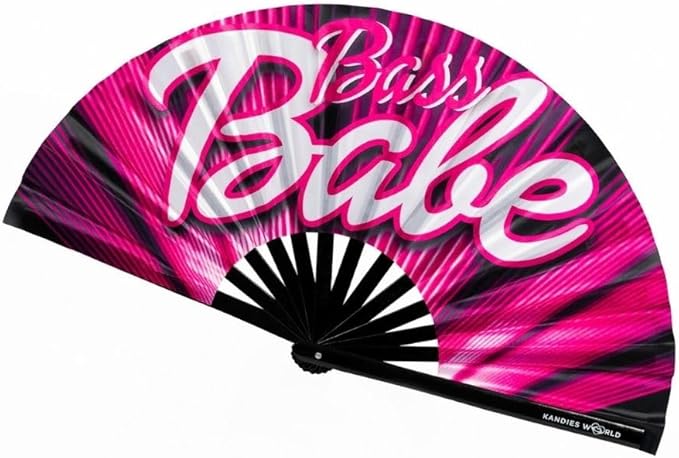 Kandies World UV Reactive Custom Festival Folding Hand Fan - Unique Designs, Made of Bamboo, Clacking Sound, Lightweight - Perfect Rave and Festival Accessory!