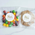 JollyFayre His Favorite Her Favorite Stickers (50 + 50) with 100 Polka Dot Gift Bags – Perfect Wedding Party Favors, Welcome Bag Stuffers