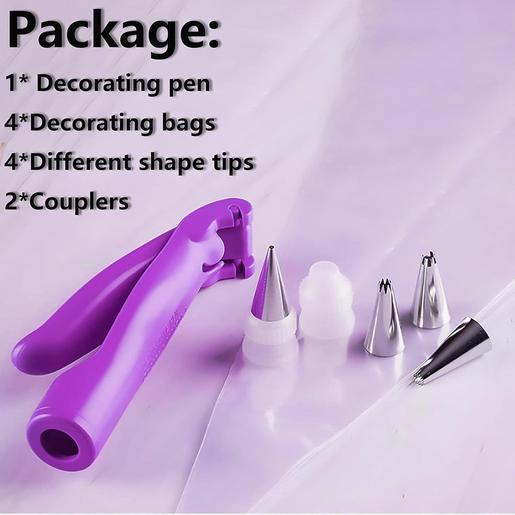 Cake Decorating Pen Tool Kit Pastry Bag DIY Cake Deco Tools Kit Pastry Icing Pen Piping Kit Bags(Purple)