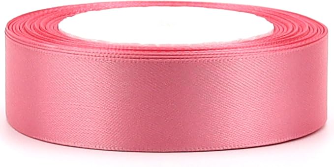 Rose Gold Solid Satin Ribbon 1 Inch 25 Yards Solid Polyester Fabric Ribbon for Gift Wrapping Wedding Christmas Baby Shower Birthday Party Decoration Handmade Immortal Flower Craft