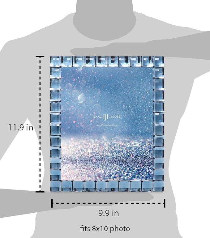 Isaac Jacobs Decorative Sparkling Navy Jewel Picture Frame, Photo Display & Home Décor (8x10, Navy)