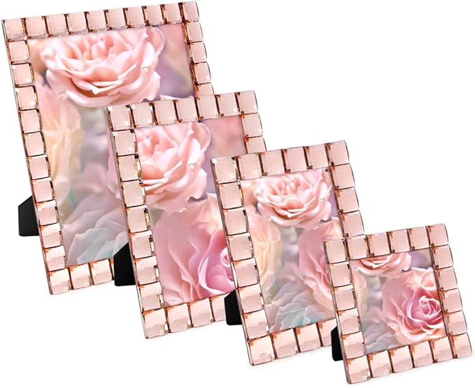 Isaac Jacobs Decorative Sparkling Jewel Picture Frame, Photo Display & Home Décor (4x6, Blush)