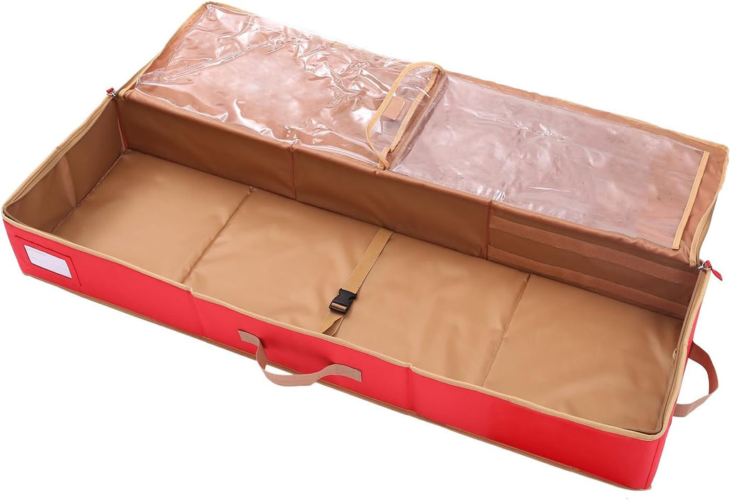 Sattiyrch Gift Wrapping Paper Storage containers,600D Oxford Fabric Christmas Ribbon Gift Bag Bows Storage Box,Holds up to 20 Rolls,42"W x 14"D x 5.5"H (Red)