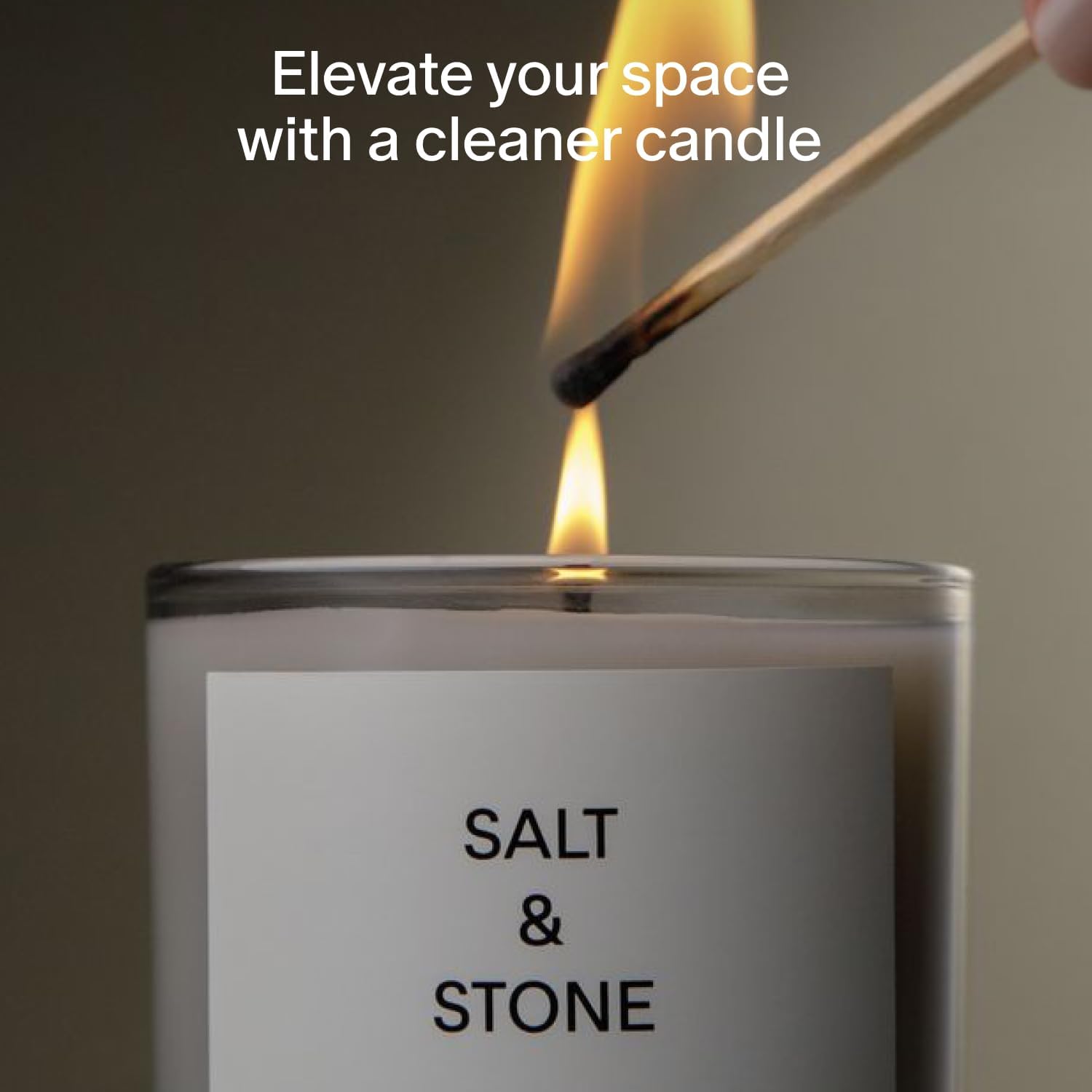 Salt & Stone Scented Candle for Women & Men | Coconut & Soy Blend Wax | Hand-Poured, Aromatic & Fragrant | 100% Cotton Wick | Long-Lasting 50 Hour Burn Time | Santal & Vetiver 8.5 oz
