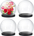 Tuanse 4 Pieces Glass Dome Display Showcase Glass Globe and Display Dome with Wood Base DIY Craft Keepsake Globe Case Gifts for Women Wedding Tabletop Centerpiece Decoration(Black)