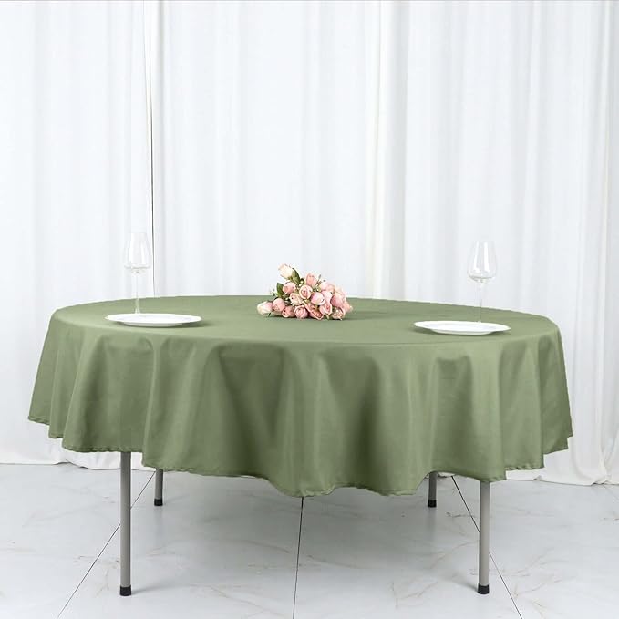 Efavormart Round Tablecloth, 90 Inch Stain & Wrinkle Resistant Washable Table Cloth, Decorative Polyester Fabric Table Cover for Banquet, Wedding, Dining- Eucalyptus Dusty Sage