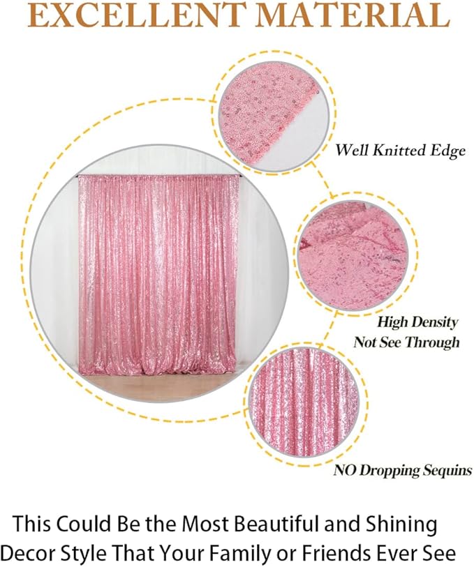 ShiDianYi Sequin Backdrop Fuchsia Pink 2 Panels 4FTx10FT Backdrop for Photograph Sequin Photo Backdrop for Birthday Sparkle Wedding Backdrop Glitter Backdrop Background