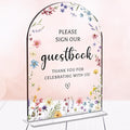 Wedding Sign Decor, Photo Guest Book Sign, 5x7 Inch Arch Acrylic, Wedding Sign for Reception & Event, Bridal Shower Decorations, Wedding Table Sign Accessories for Anniversary And Party (Flower)